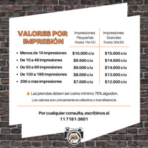IMPRESION EN TUS PRENDAS-SERVICIO DE ESTAMPERIA INFO 1171813601