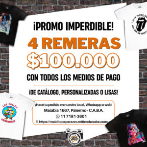 PROMO PACK 4 REMERAS X $100.000